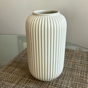 IKEA Ceramic Ribbed Cylinder Stilren Vase White